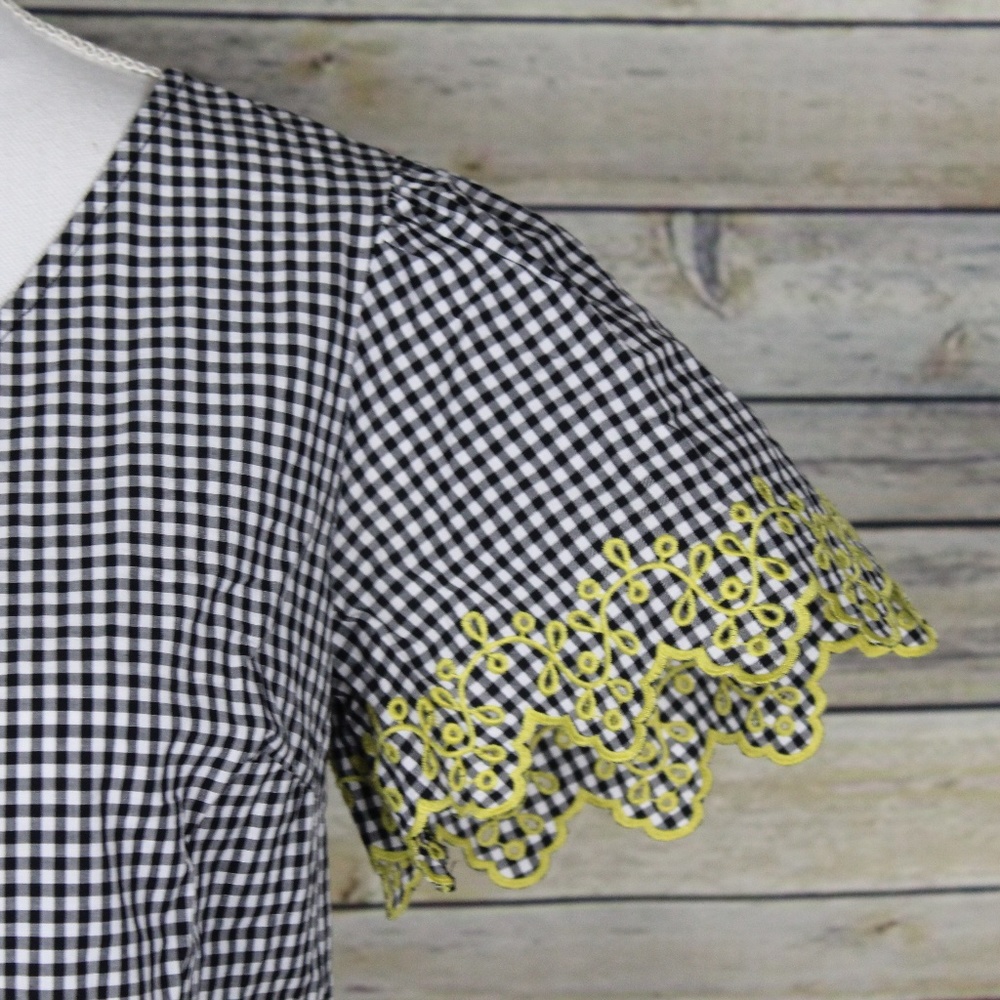 Ann Taylor Plaid Embroidered Puff Sleeve Top XS - Picture 2 of 5